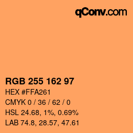 Color code: RGB 255 162 97 | qconv.com