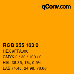 カラーコード: RGB 255 163 0 | qconv.com