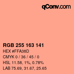 Color code: RGB 255 163 141 | qconv.com