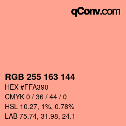 Color code: RGB 255 163 144 | qconv.com