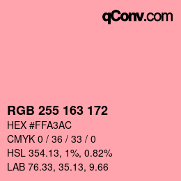 Color code: RGB 255 163 172 | qconv.com