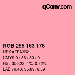 Color code: RGB 255 163 178 | qconv.com