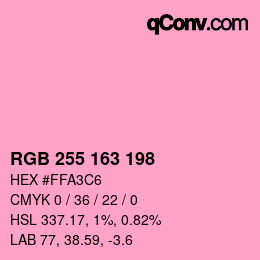 Color code: RGB 255 163 198 | qconv.com