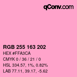 Color code: RGB 255 163 202 | qconv.com