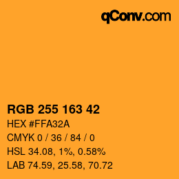 Color code: RGB 255 163 42 | qconv.com