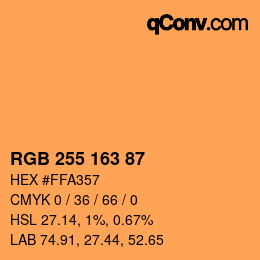 Code couleur: RGB 255 163 87 | qconv.com