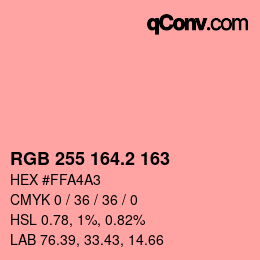 Color code: RGB 255 164.2 163 | qconv.com