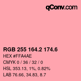カラーコード: RGB 255 164.2 174.6 | qconv.com