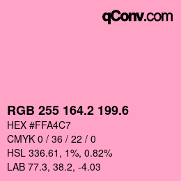 カラーコード: RGB 255 164.2 199.6 | qconv.com