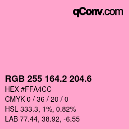 カラーコード: RGB 255 164.2 204.6 | qconv.com
