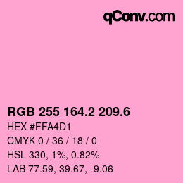 カラーコード: RGB 255 164.2 209.6 | qconv.com