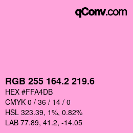カラーコード: RGB 255 164.2 219.6 | qconv.com