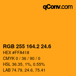 カラーコード: RGB 255 164.2 24.6 | qconv.com