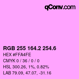 カラーコード: RGB 255 164.2 254.6 | qconv.com