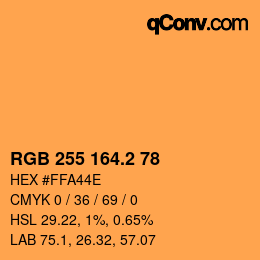 Color code: RGB 255 164.2 78 | qconv.com