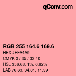 カラーコード: RGB 255 164.6 169.6 | qconv.com