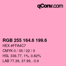 カラーコード: RGB 255 164.6 199.6 | qconv.com
