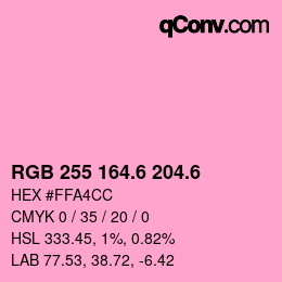 カラーコード: RGB 255 164.6 204.6 | qconv.com
