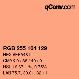颜色代码: RGB 255 164 129 | qconv.com