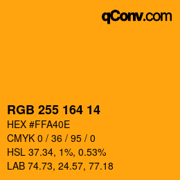 颜色代码: RGB 255 164 14 | qconv.com