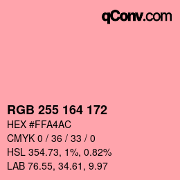 Color code: RGB 255 164 172 | qconv.com