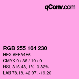 カラーコード: RGB 255 164 230 | qconv.com