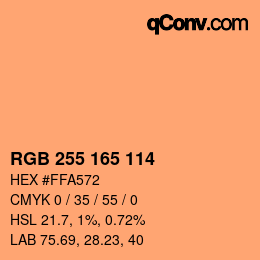 颜色代码: RGB 255 165 114 | qconv.com