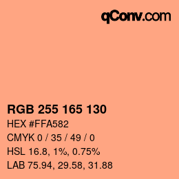 颜色代码: RGB 255 165 130 | qconv.com