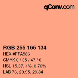 カラーコード: RGB 255 165 134 | qconv.com