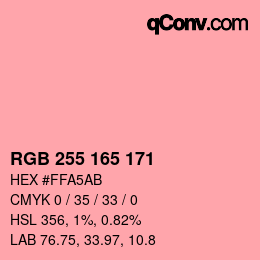 Color code: RGB 255 165 171 | qconv.com