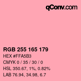 Color code: RGB 255 165 179 | qconv.com