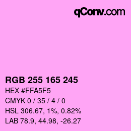 Farbcode: RGB 255 165 245 | qconv.com
