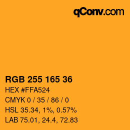 Color code: RGB 255 165 36 | qconv.com