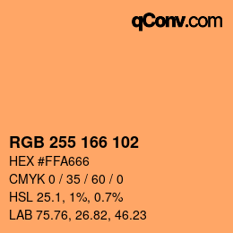 Color code: RGB 255 166 102 | qconv.com