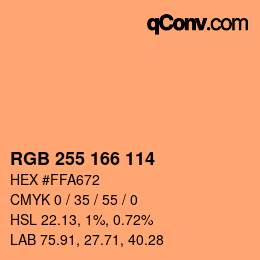 Color code: RGB 255 166 114 | qconv.com