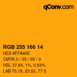 Color code: RGB 255 166 14 | qconv.com