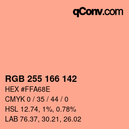 Color code: RGB 255 166 142 | qconv.com