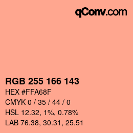 Color code: RGB 255 166 143 | qconv.com