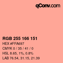 Color code: RGB 255 166 151 | qconv.com