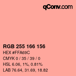 Color code: RGB 255 166 156 | qconv.com