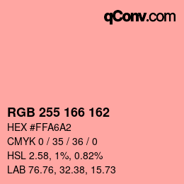 Color code: RGB 255 166 162 | qconv.com
