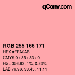Color code: RGB 255 166 171 | qconv.com
