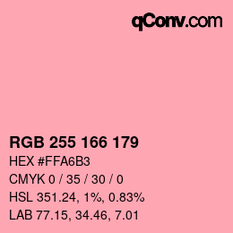 Color code: RGB 255 166 179 | qconv.com