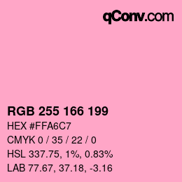 カラーコード: RGB 255 166 199 | qconv.com