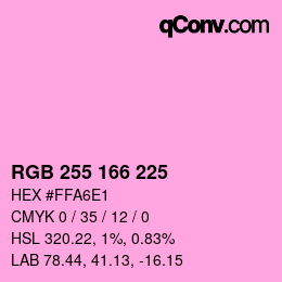 Color code: RGB 255 166 225 | qconv.com