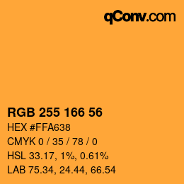 颜色代码: RGB 255 166 56 | qconv.com