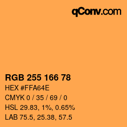 Color code: RGB 255 166 78 | qconv.com