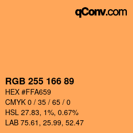 Color code: RGB 255 166 89 | qconv.com