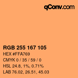 Color code: RGB 255 167 105 | qconv.com