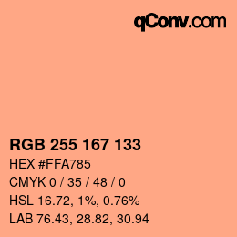 Code couleur: RGB 255 167 133 | qconv.com